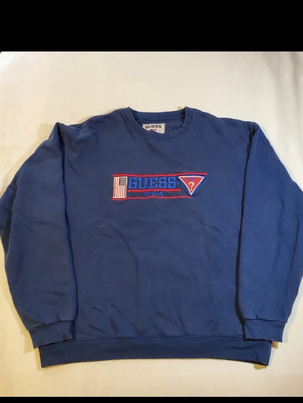 Vintage 90s Guess Sport USA Embroidered Logo Sweatshirt Mens Large Blue